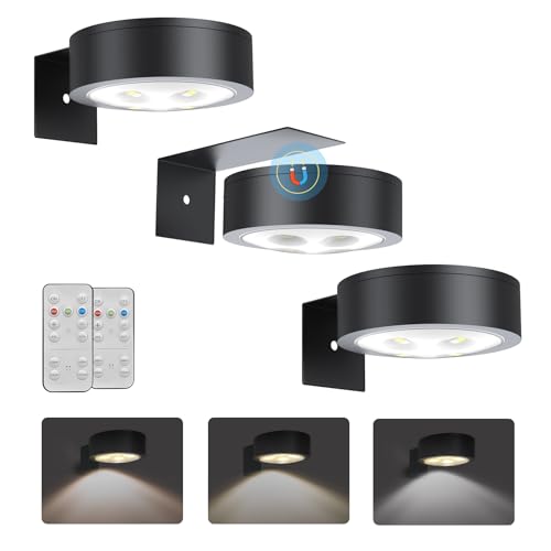 Blisaleiip 3Pcs Picture Light Battery Operated,Remote Painting Light for Wall with 3 Lighting, 60H Art Display Light with Dimmable Timer-Off,Wireless Wall Picture Light for Frame Portrait Puck Lights