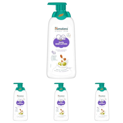 Image of Himalaya Gentle Baby Lotion 400ml with Almond oil, Olive oil, Country Mallow | No.1 Doctor-Prescribed Brand |pH 5.5 formulation | Nourishes and moisturizes your baby's skin | Safe for Newborns