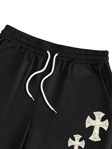 Men's Graphic Stacked Sweatpants Streetwear Gothic Drawstring Flared Sweat Pants3