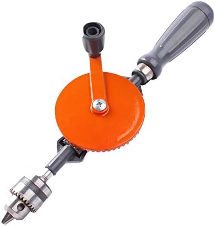 KATSU Hand Drill, 10mm Chuck 3/8 inch Capacity Precision Chuck Double Pinion Manual Drill for Wood Plastic Acrylic Circuit Board Punching 313014