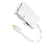 mac hdmi fernseher ton Mini DisplayPort V1.3 Version, 4K 3in1 DisplayPort zu HDMI + DVI + VGA Adapter (Konverter) | 3 in 1 Video adapter, Unterstützt Video auflösungen bis zu 3840 * 2160 UHD / HDTV bis 2160p
