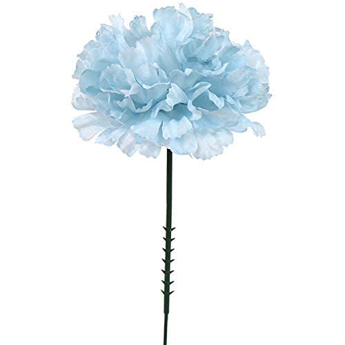 Larksilk Blue Silk Carnation Picks, Artificial Flowers For Weddings, Decorations, Diy Decor, 100 Count Bulk, 3.5" Carnation Heads With 5" Stems #TOP3