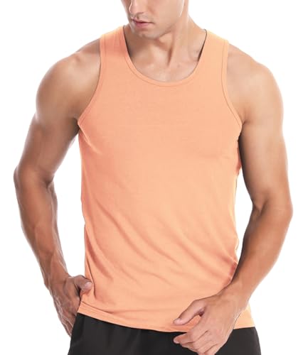Rane Deportes Hombres Stringer Camisetas de algodón Chaleco sin mangas Gimnasio Entrenamiento Culturismo Fitness Muscle Camisetas, rosa claro, XXL