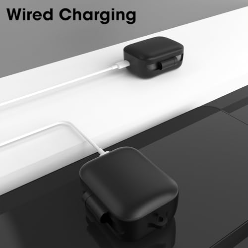 Image of Sounce Earphone Case Cover for Boat Airdopes 800 TWS Soft Silicone Skin Case Cover Shock Absorbing Protective Case with Keychain [Front LED Visible] - Black