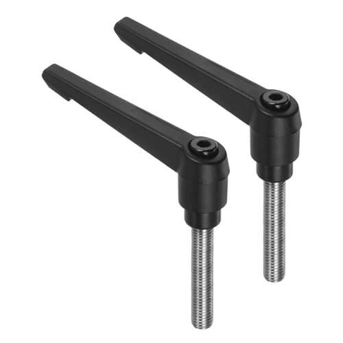 Image of uxcell 2pcs Clamping Lever Handles, M10 x 45mm 304 Stainless Steel Threaded Male Stud, Adjustable Handles Locking Quick Release Ratchet Push Button Bolt Knobs, Black