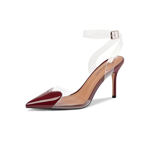 Women's Heart Heels Shoes Slingback Pointed Toe Wedding Mules Clear High Heel Sandals