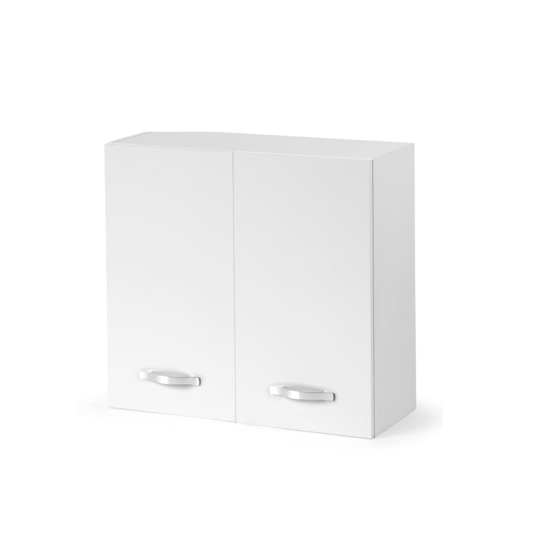 Linea Azzurra Cucina Completa Componibile in Legno Made in Italy con 1x Sottolavello, 1x Lavello con Vasca a Destra, 1x Miscelatore, 1x Cassettiera, 1x Base, 1x Colapiatto e 1x Pensile (Bianco)