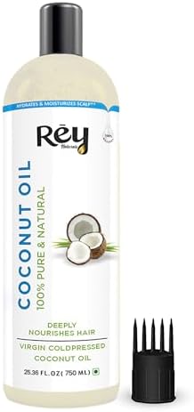 Rey Naturals Cold Pressed Virgin Coconut Oil | 100% Organic & Extra Virgin | For Hair Nourishment, Scalp Conditioning & Baby Massage | 750ml | For Men & Women