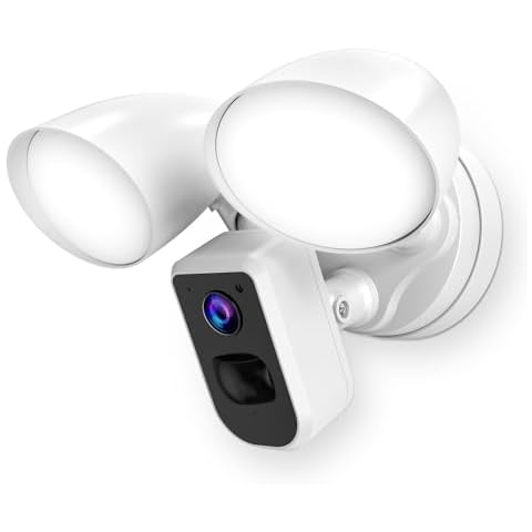 deerdance Smart Floodlight Camera Wired Outdoor Security Camera Flood Light with Motion Sensor 2200 lumens LEDs 1080P HD Live Video Night Vision, Built-in Siren, Two-Way Audio, White(2024 Release) Cover