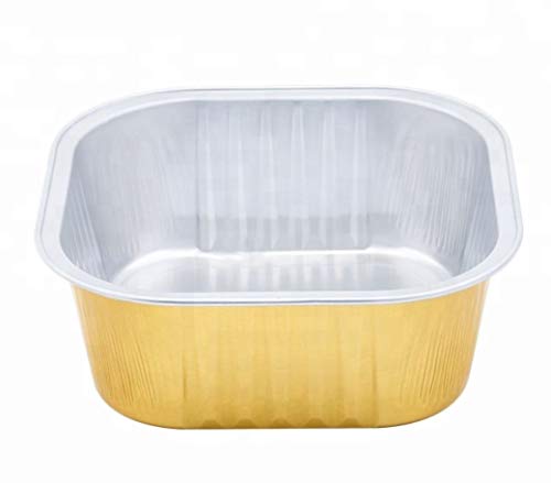 Keisen Square 4 2/5" 10Oz 300Ml 24/Pk Disposable Aluminum Foil Cups For Muffin Pie Tart Quiche Round Bread Loaf Pan Oven Cupcake Baking Bake Utility Ramekin Cup #TOP2