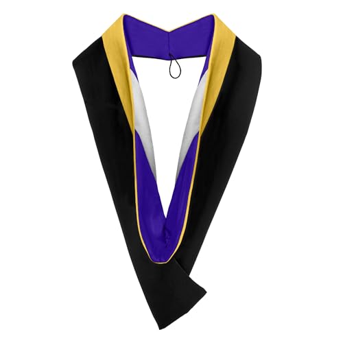 Endea Graduation Bachelors Hood for Science, Mathematics, Political Science, College Degrees - University Academic Regalia (Gold/Purple/White)