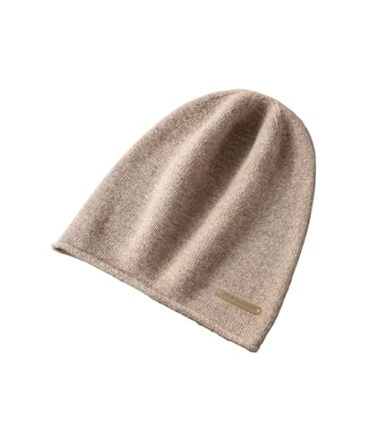 Gorro de cachemira para mujer en color camel con textura peluda y tacto extrasuave