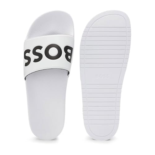 Boss Para Homem. 50536835 Chinelos Aryeh Branco (40), Plano, Nenhum, Casual, Beachwear - 2