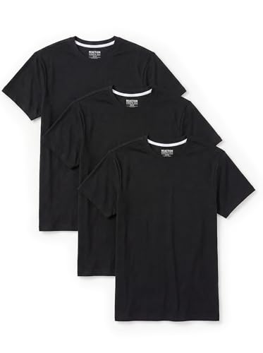 Kenneth Cole REACTION Mens T-Shirt Pack of 3 - UPF 50+ Cotton/Spandex Jersey Slim Fit Black T Shirts for Men (Black, Large)