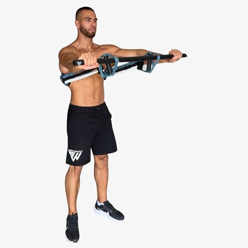 SmartWorkout - SMARTPRESS - Chest and Back Stretcher with Adjustable Resistance Bands up to 80 kg - 6 Short Bodybuilding Bands with Foam Frame and Progrip Handles - Image 6