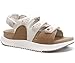 ONCAI Womens Walking Sandals Summer Hiking Sports Sandles with Arch Support Woman Outdoor Orthopedic Water with Adjustable Strap Beige/White Size 4