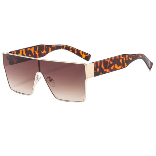 Lunettes de soleil de créateur surdimensionnées verres marron dégradés monture dorée chic