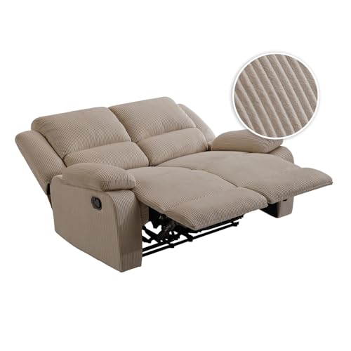 LOUNGITUDE RELAXXO - Canapé de Relaxation Manuel 2 Places Leo en Velours côtelé