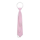 Mantieqingway Ties for Women Men, Punk Metal Chain Necktie Pre-Tied Adjustable Black Tie for Uniform, School, Shirt Accessory (Star Shape-Silver-Pink)