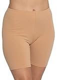 Stretch is Comfort Women's Cotton Stretch Workout Biker Shorts Large Beige