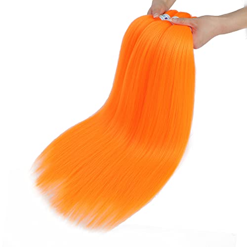 Newluyang Orange Pre Stretched Braiding Hair,100% Kanekalon Synthetic Top Silky Color Blend Synthetic Fiber Easy Braid Hair Extensions,26Inch 3Packs Yaki Texture Crochet Hair Braids（Orange） #TOP3