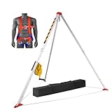 1800lbs Winch Confined Space Tripod System - 7ft Adjustable Fall Protection Anchor - Heavy Duty Rescue Hoist for Manhole, Tank, Tunnel & Construction Site Lifting