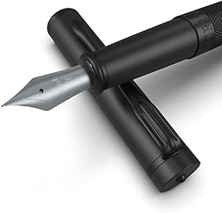 SCRIVI PENS Fountain Pen Set [Extra Fine Nib], Classic Collection, Gift Case; 2 Ink Cartridges, Ink Refill Converter, Calligraphy, Smooth Writing Pens [Black Chrome Trim], Perfect for Men and Women