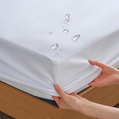 Z-HOM Spannbettlaken, wasserdichte und Atmungsaktive Bettlaken aus Mikrofaser, 100% Polyester/Waschbares Hautfreundliches Gebürstetes Gewebe, Matratzenhöhe bis zu 30 cm (Weiß, 180x200x30cm)