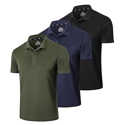 Gaiatiger 3er Pack Polos Hombre Manga Corta Camisa...: Calidad del material:Esta polo para hombre de manga corta está hecha de 100% poliéster Diseño：Camiseta de camiseta transpirable hombre está diseñada con tres botones y se ajusta, se puede combinar con sus pantalones favoritos, la artesanía es exquisi...