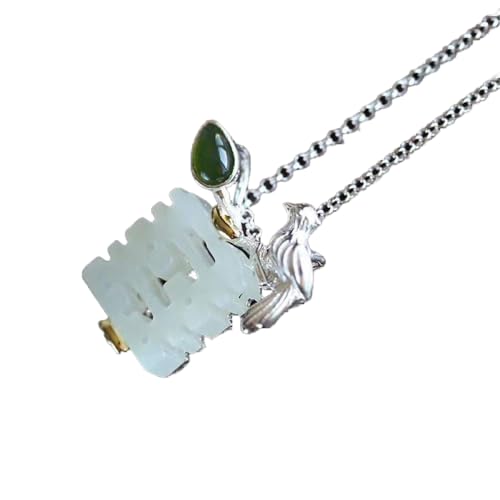Cadeau petite amie collier argent 925 et jade blanc double bonheur femme