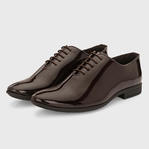 Image of Centrino Men's Glossy Formal Shoes |Lace-Up Design with Cushioned Insole for Comfort | Comfort, Style and Durability for Professional or Formal Wear |Craftsmanship for All-Day Elegance (9750)