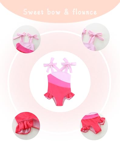 Image of Summer Baby Girl Bathing Suit Ruffle One Piece Swimsuits Quick Dry Beach Swimwear for Girls 6-9 Months