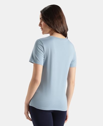 Image of Jockey AW89 Women Super Combed Cotton Rich Fabric Relaxed Fit V-Neck Half Sleeve T-Shirt