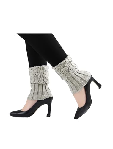 Image of uxcell Women's Knitted Design Solid Warm Thick Knee High Length Ribbed Leg Warmers