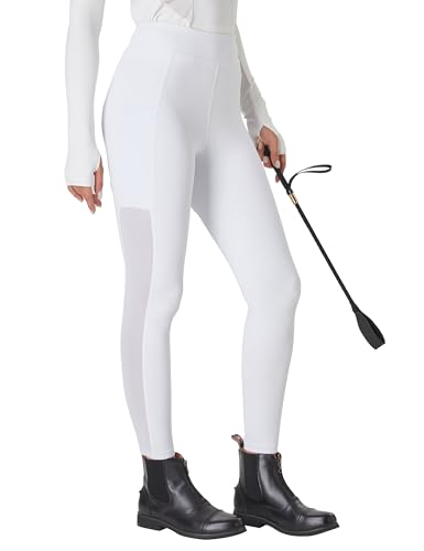 FitsT4 Sports Pantalones de equitación para mujer con rodillas de silicona antideslizantes y bolsillos laterales, transpirables y elásticos, para la escuela de equitación y ciclismo en primavera y