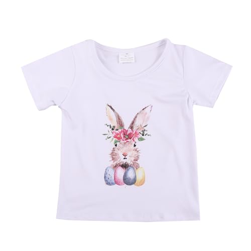 Image of nebljgo Toddler Girl Bunny Clothing Sets Spring Summer T-Shirt Leggings Pants Outfit 3-8Y