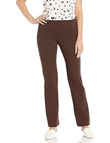 SLIM-SATION Women's Wide Band Pull On Soild Knit Boot Cut Ankle Legging, Chocolate, X-Small