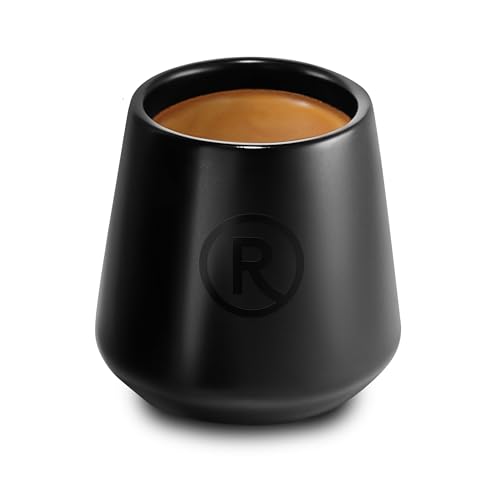 ROSSO CAFFÈ - Superbe tasse en céramique noire à double paroi conçue pour un double expresso. Sans BPA et passe au lave-vaisselle