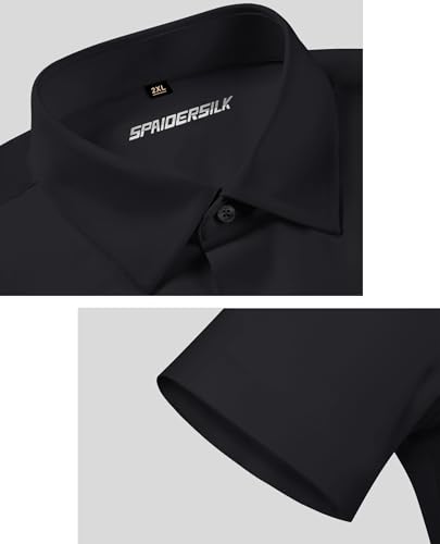 Lion Nardo Stretch Dress Shirts for Men Short Sleeve Slim Fit Casual Button Down Shirts Muscle Fit Men's Dress Shirts Black - Image 4