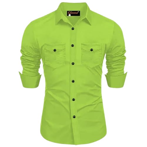 Men's Cotton Spread Collar Full Sleeve Relaxed Fit Cargo Western ...