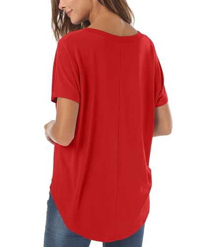 Image of Herou Women Loose Fit T-Shirts Soft Short Sleeve Crew Neck Casual Tee Tops | Lightweight,Basic,Workout,Comfortable,High Low Hem,Oversized
