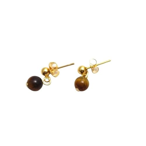 つけっぱなしピアス 金運 タイガーアイ 6mm ピアス パワーストーン ゴールド 天然石 アレルギー対応 サージカルステンレスピアス アクセサリー (タイガーアイゴールド)