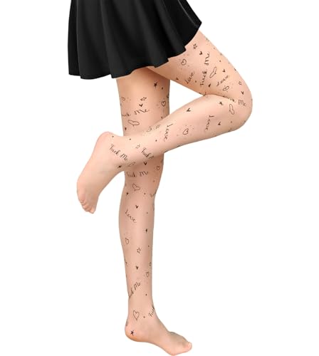 Image of VINICUNCA Pattern Print Tights Letters Stockings, Exotic See Through Silk Pantyhose