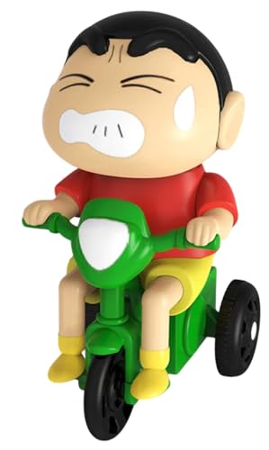 Image of Expressive Cartoon Collectibles Figure on Tricycle - Collectible Action Collectibles with Packaging - Whimsical Design, Red & Yellow Outfit - Fun Gift for Fans & Fans (Shinchan C)