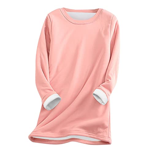 YCBMINGCAN Fleece inverno biancheria intima spessa caldo TOP O collo donne Velvet Sweatshirt femminile Bluse Blusa Cipria Elegante
