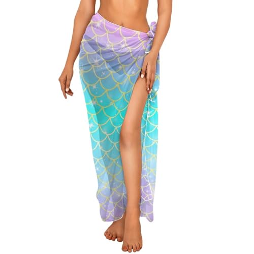 Women Sarong Swimsuit Coverups Chiffon Long Bikini Wraps Sheer Beach Bathing Suit Cover Up