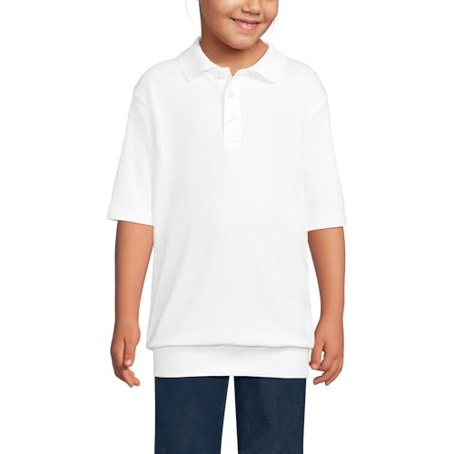 Lands' End Kids Short Sleeve Banded Bottom Polo Shirt Medium White