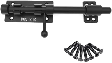 Türriegel Schwarz Aus Edelstahl - Abschließbarer Bolzenriegel Für Garten, Tor & Fenster