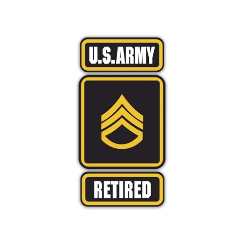 Image of Edward & Co Sticker U.S Army Enlisted Ranks Decal United States Military for Car Truck Window Laptop Bumper SGTSSGSFCMSG1SGSGM 2.5 w x 5.0 h in (Staff Sergeant E-6), BlackYellowWhite