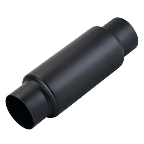 Image of LCGP 3 inch Inlet Universal Resonator Muffler, 3 inch Outlet 12 inch Overall Length Stainless Steel High Performance Muffler, Polished, Pass-Thru Design Black
